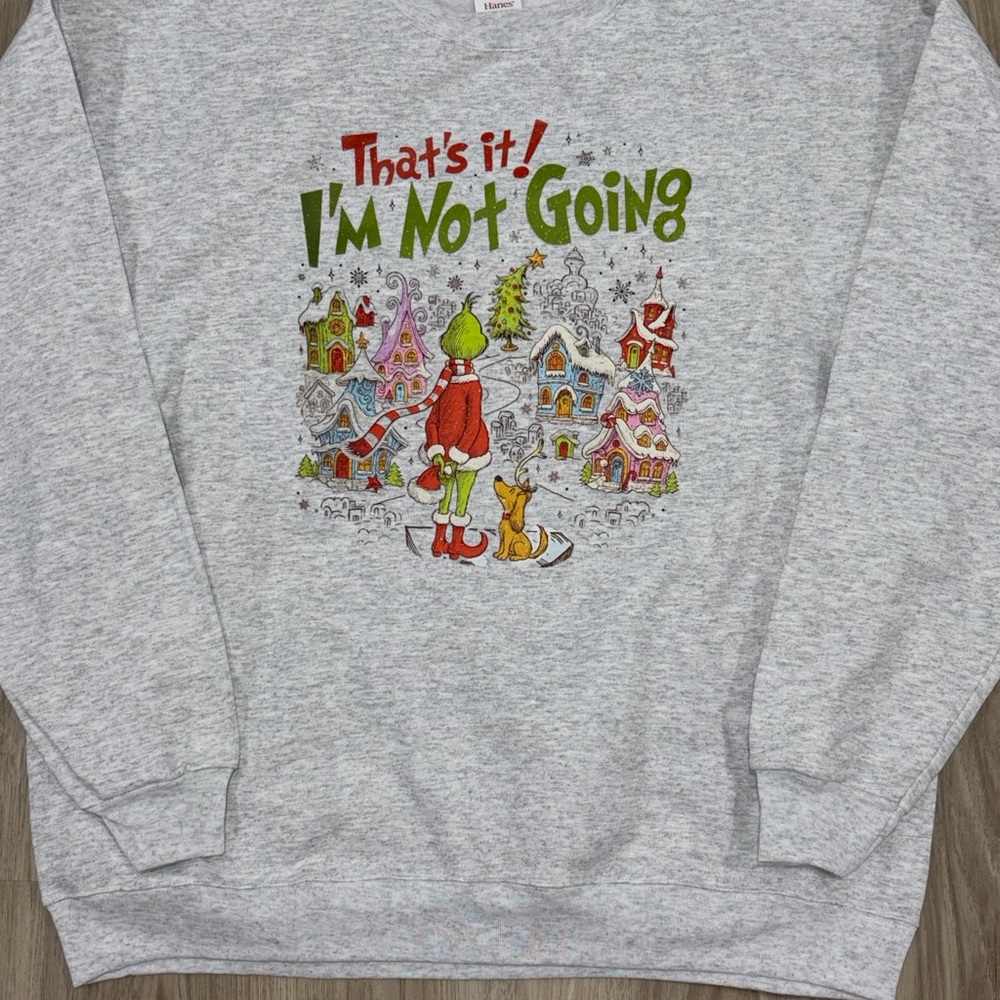Gildan Gray funny Grinch Crewneck Sweater